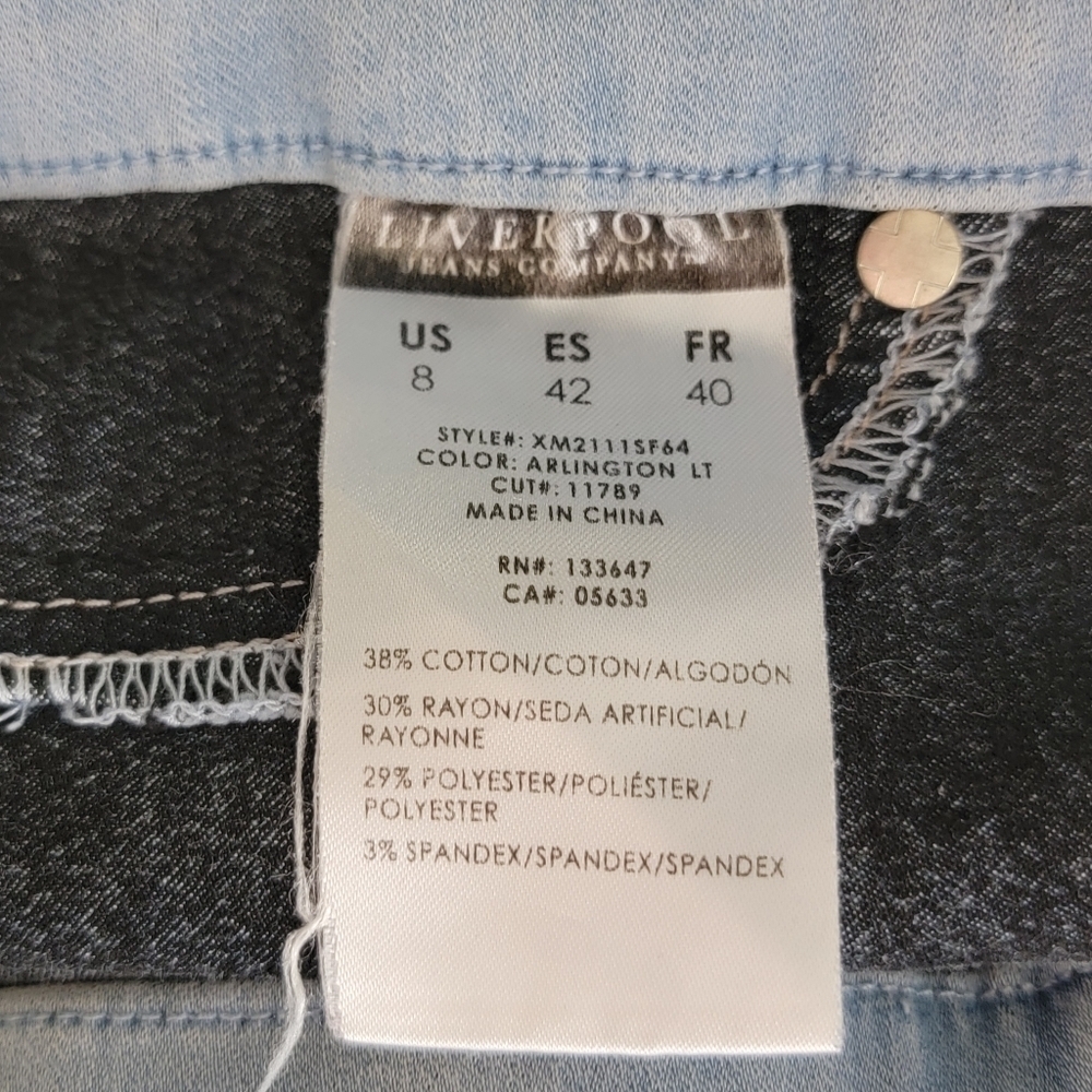 Liverpool 8 Sienna Ankle Legging Light Blue Wash Mid Rise Pull On Skinny Jeans - Picture 13 of 13